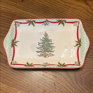 Festive Spode 2009 Christmas Tree Dessert Tray or Serving Platter